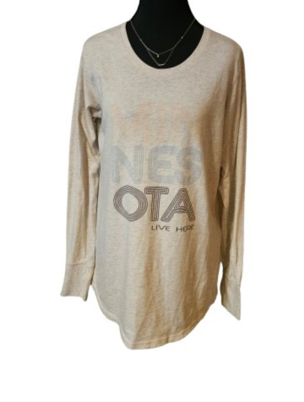 Women's Large Blue 84 Heather Gray Logo Long Sleeve Tee